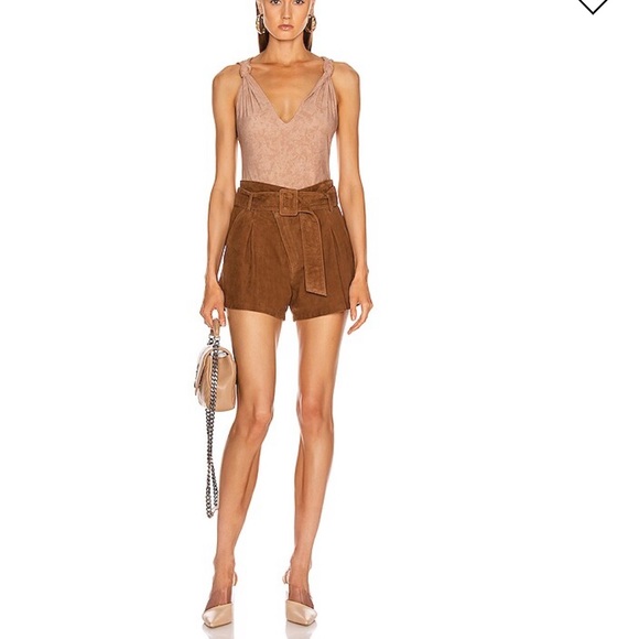 Marissa Webb Shorts | Womens Levi Suede Shorts Cognac - Picture 3 of 5